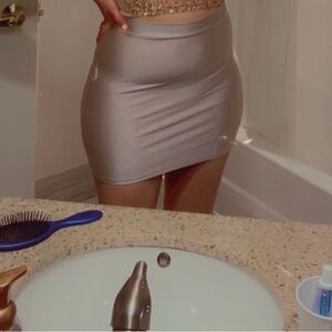 FASHION NOVA SHINY BLUSH BODYCON MINI SKIRT